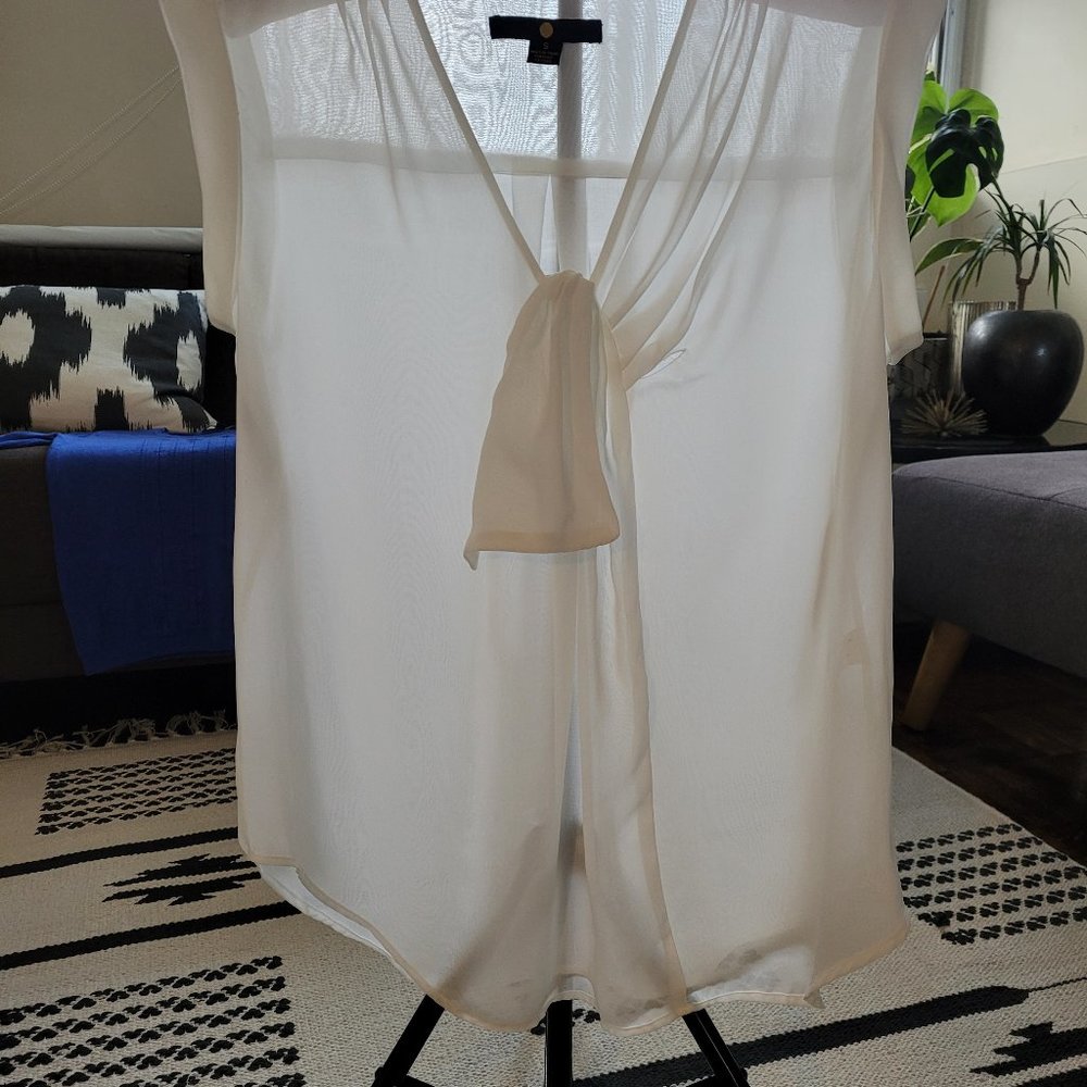 Moon Ivory Creamy Off_White Chiffon Blouse 80's Vibe